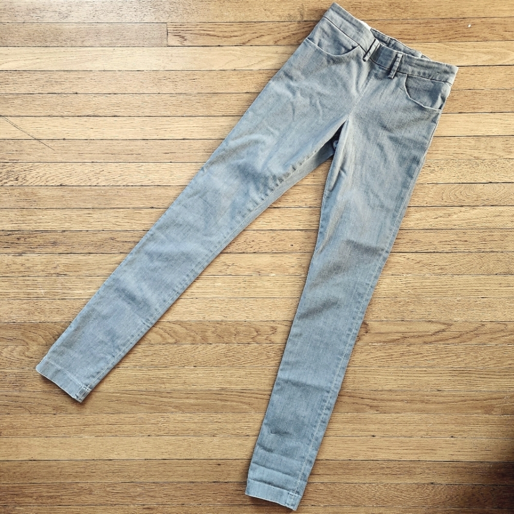 Acne Studios Light Gray Wash Denim Exposed Back Zipper Slim Skinny Jean Trousers